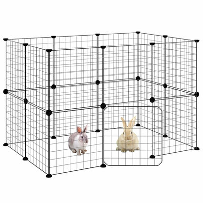 20-tlg. Haustierkäfig mit Tür Schwarz 35x35 cm Stahl