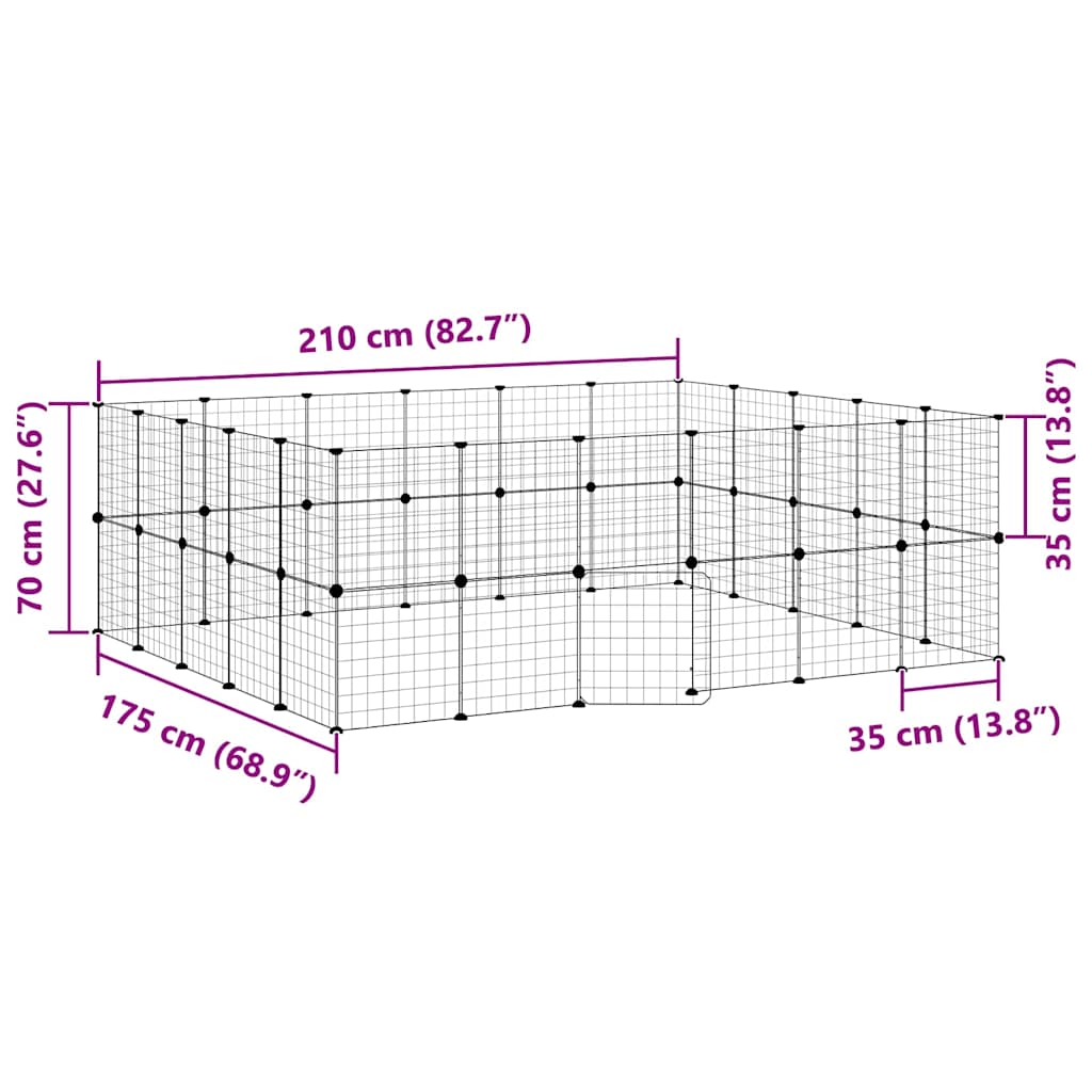 44-tlg. Haustierkäfig mit Tür Schwarz 35x35 cm Stahl