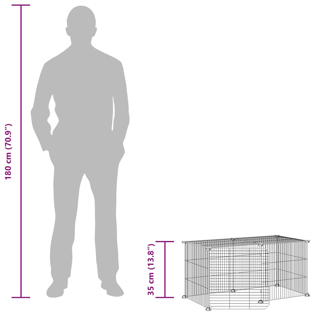 8-tlg. Haustierkäfig mit Tür Schwarz 35x35 cm Stahl