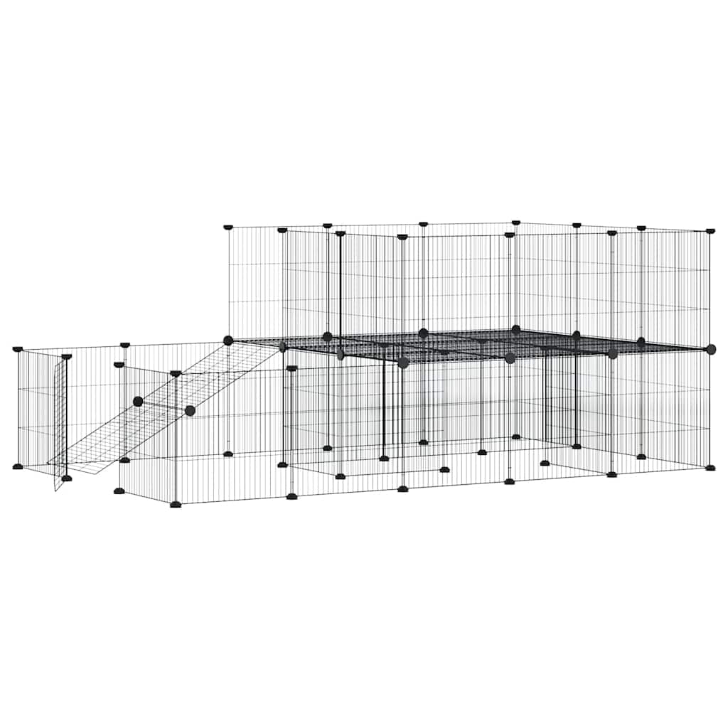 44-tlg. Haustierkäfig mit Tür Schwarz 35x35 cm Stahl