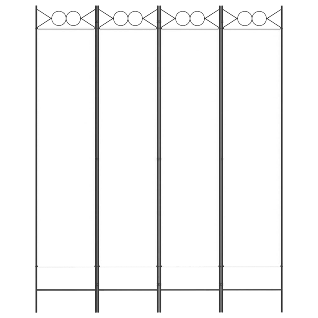 4-tlg. Paravent Weiß 160x200 cm Stoff