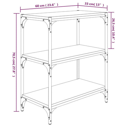 Bücherregal Räuchereiche 60x33x70,5 cm Holzwerkstoff und Stahl