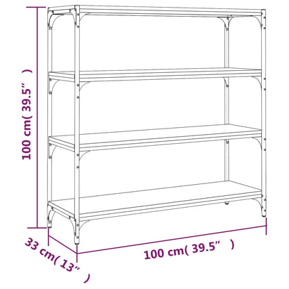 Bücherregal Sonoma-Eiche 100x33x100 cm Holzwerkstoff und Stahl