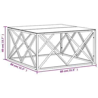 Couchtisch 80x80x40 cm Edelstahl und Glas