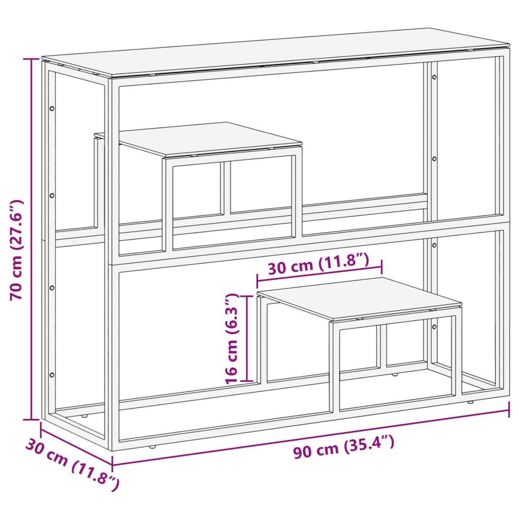 Konsolentisch Silbern Edelstahl und Hartglas