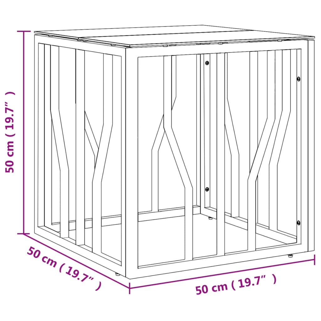 Couchtisch Silbern 50x50x50 cm Edelstahl und Glas