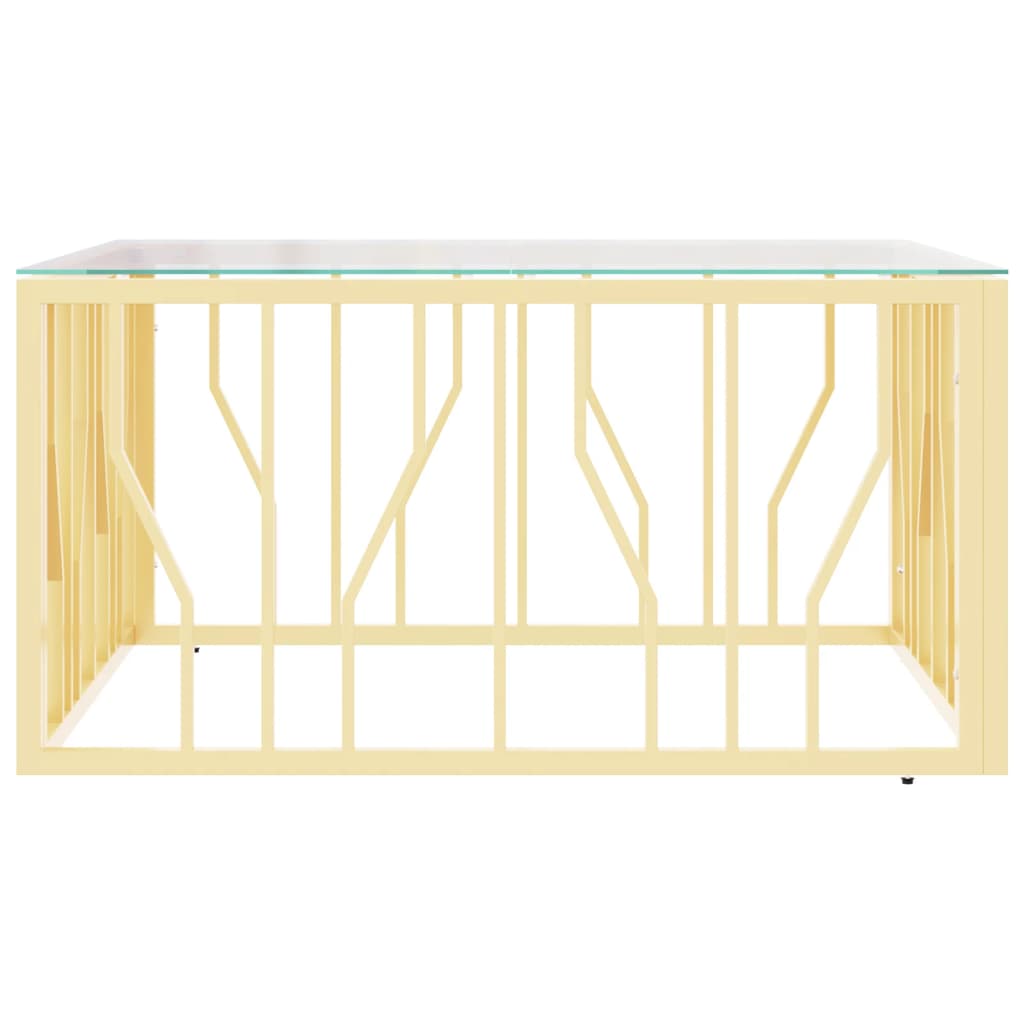 Couchtisch Golden 80x80x40 cm Edelstahl und Glas