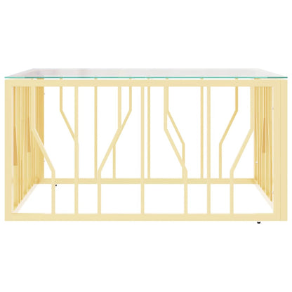 Couchtisch Golden 80x80x40 cm Edelstahl und Glas