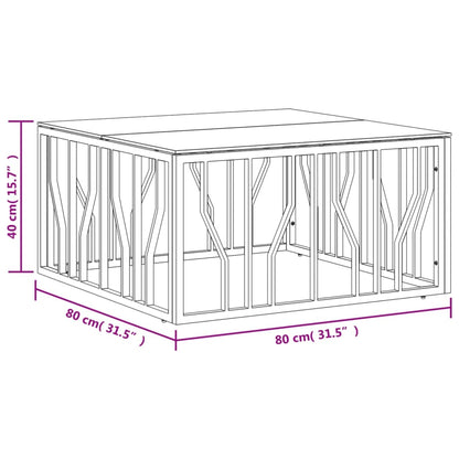 Couchtisch Golden 80x80x40 cm Edelstahl und Glas