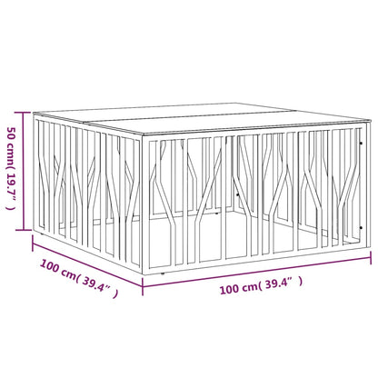 Couchtisch 100x100x50 cm Edelstahl und Glas