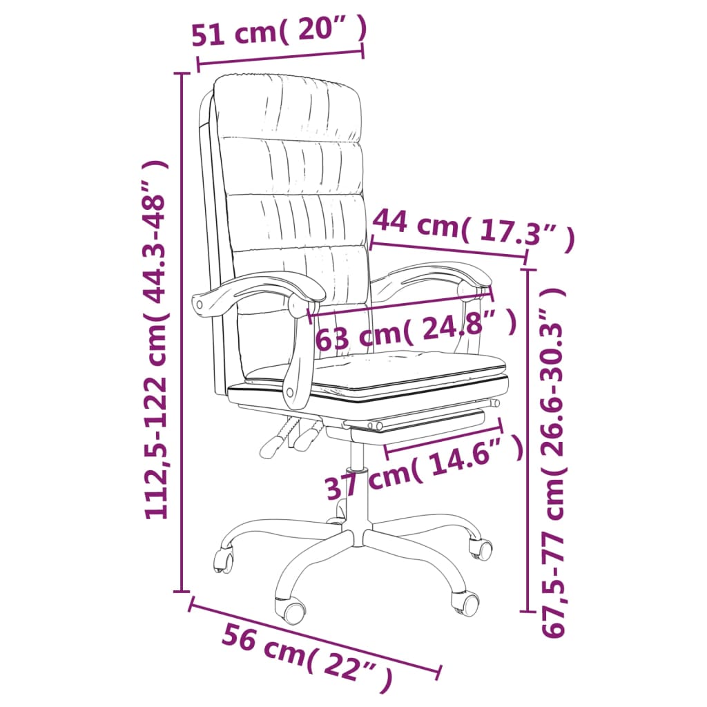 Bürostuhl mit Liegefunktion Rosa Kunstleder