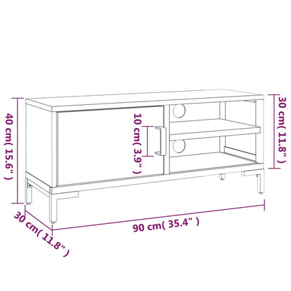 TV-Schrank Braun 90x30x40 cm Massivholz Kiefer