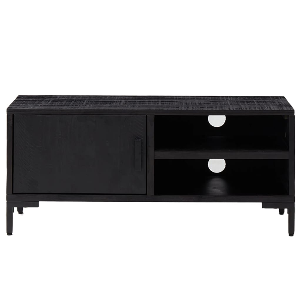 TV-Schrank Schwarz 90x30x40 cm Massivholz Kiefer