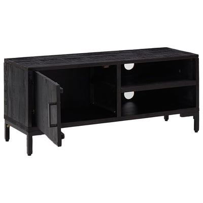 TV-Schrank Schwarz 90x30x40 cm Massivholz Kiefer