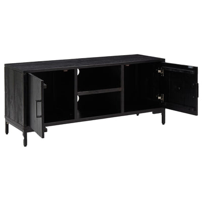 TV-Schrank Schwarz 110x35x48 cm Massivholz Kiefer