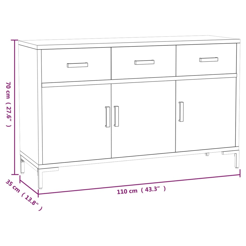 Sideboard Braun 110x35x70 cm Massivholz Kiefer