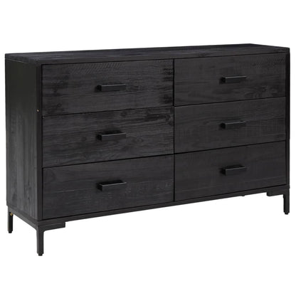 Sideboard Schwarz 110x35x70 cm Massivholz Kiefer