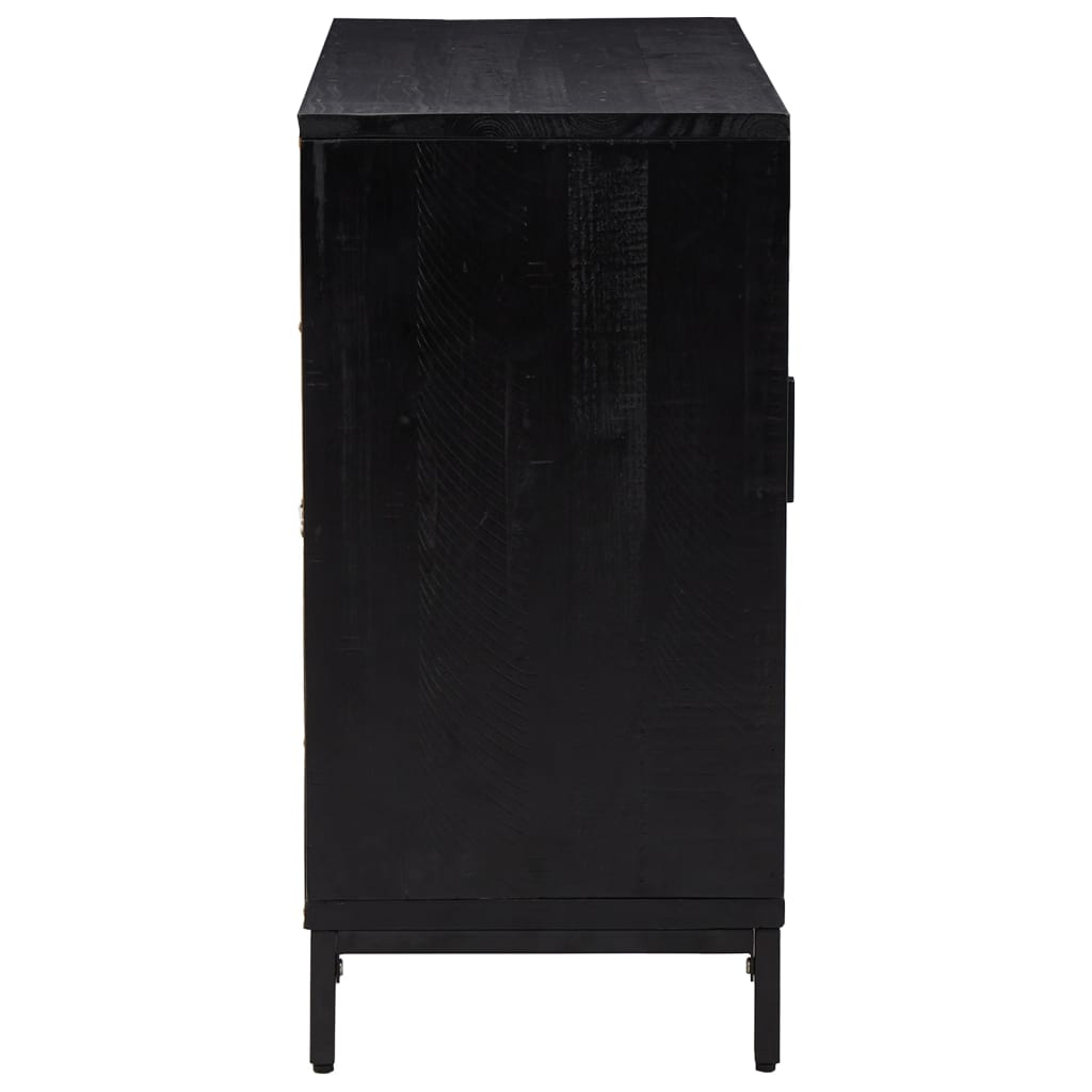 Sideboard Schwarz 75x35x70 cm Massivholz Kiefer