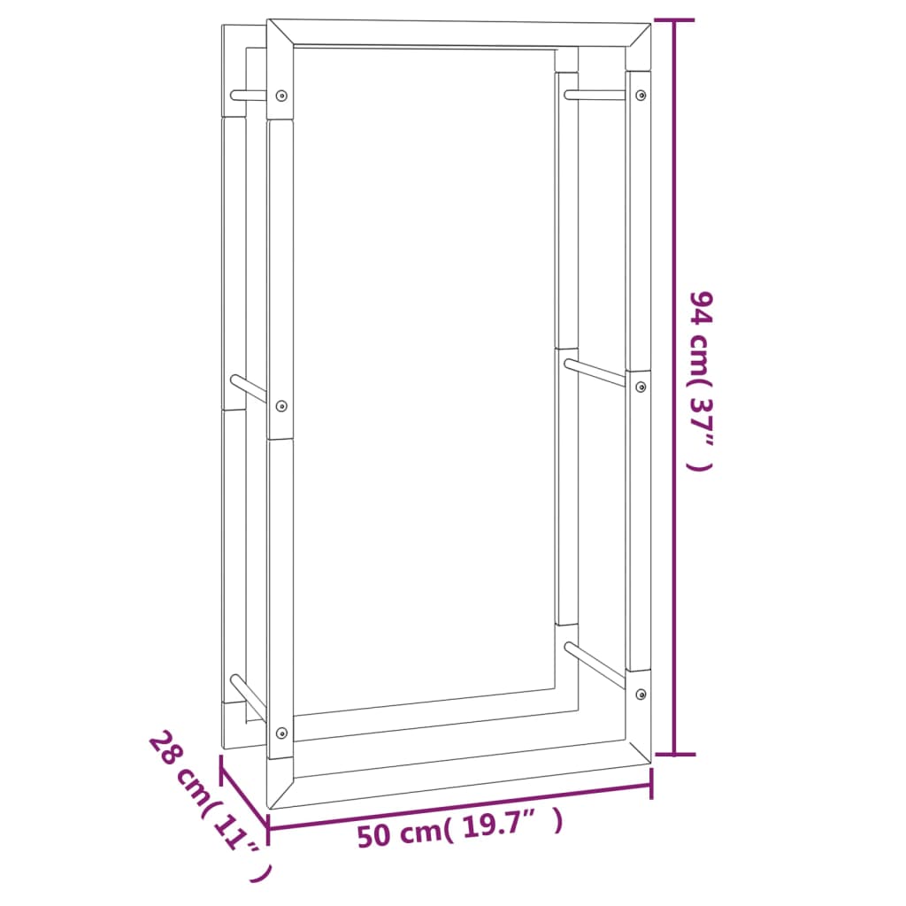 Brennholzregal Mattschwarz 50x28x94 cm Stahl