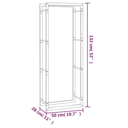 Brennholzregal Mattschwarz 50x28x132 cm Stahl