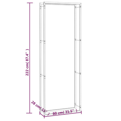 Brennholzregal Mattschwarz 80x28x222 cm Stahl