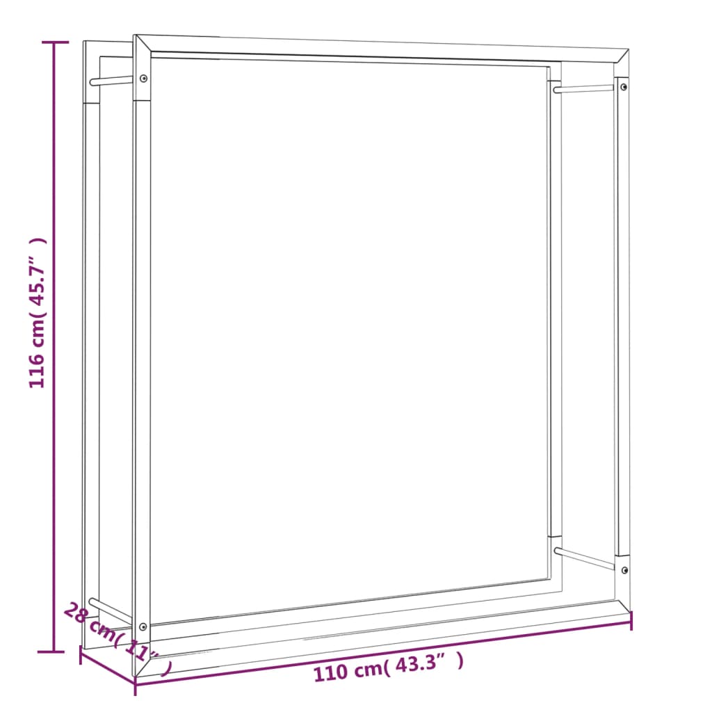 Brennholzregal Mattschwarz 110x28x116 cm Stahl