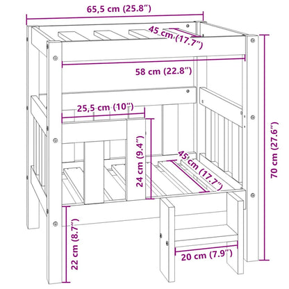 Hundebett Grau 65,5x50,5x70 cm Massivholz Kiefer