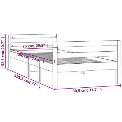 Massivholzbett ohne Matratze Weiß 75x190 cm Kiefernholz