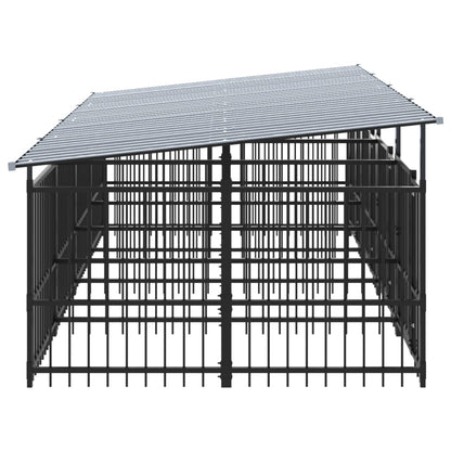 Outdoor-Hundezwinger mit Dach Stahl 7,51 m²