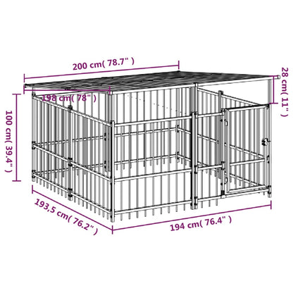 Outdoor-Hundezwinger mit Dach Stahl 3,75 m²