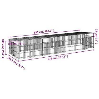 Outdoor-Hundezwinger mit Dach Stahl 13,14 m²