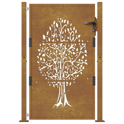 Gartentor 105x155 cm Cortenstahl Baum-Design