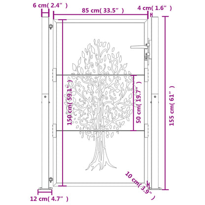 Gartentor 105x155 cm Cortenstahl Baum-Design