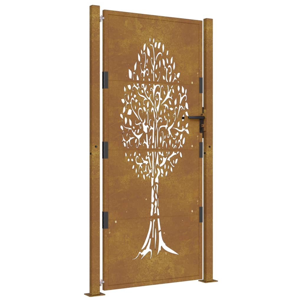 Gartentor 105x180 cm Cortenstahl Baum-Design