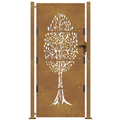 Gartentor 105x180 cm Cortenstahl Baum-Design