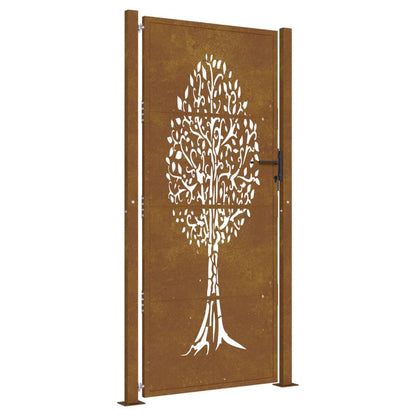 Gartentor 105x205 cm Cortenstahl Baum-Design