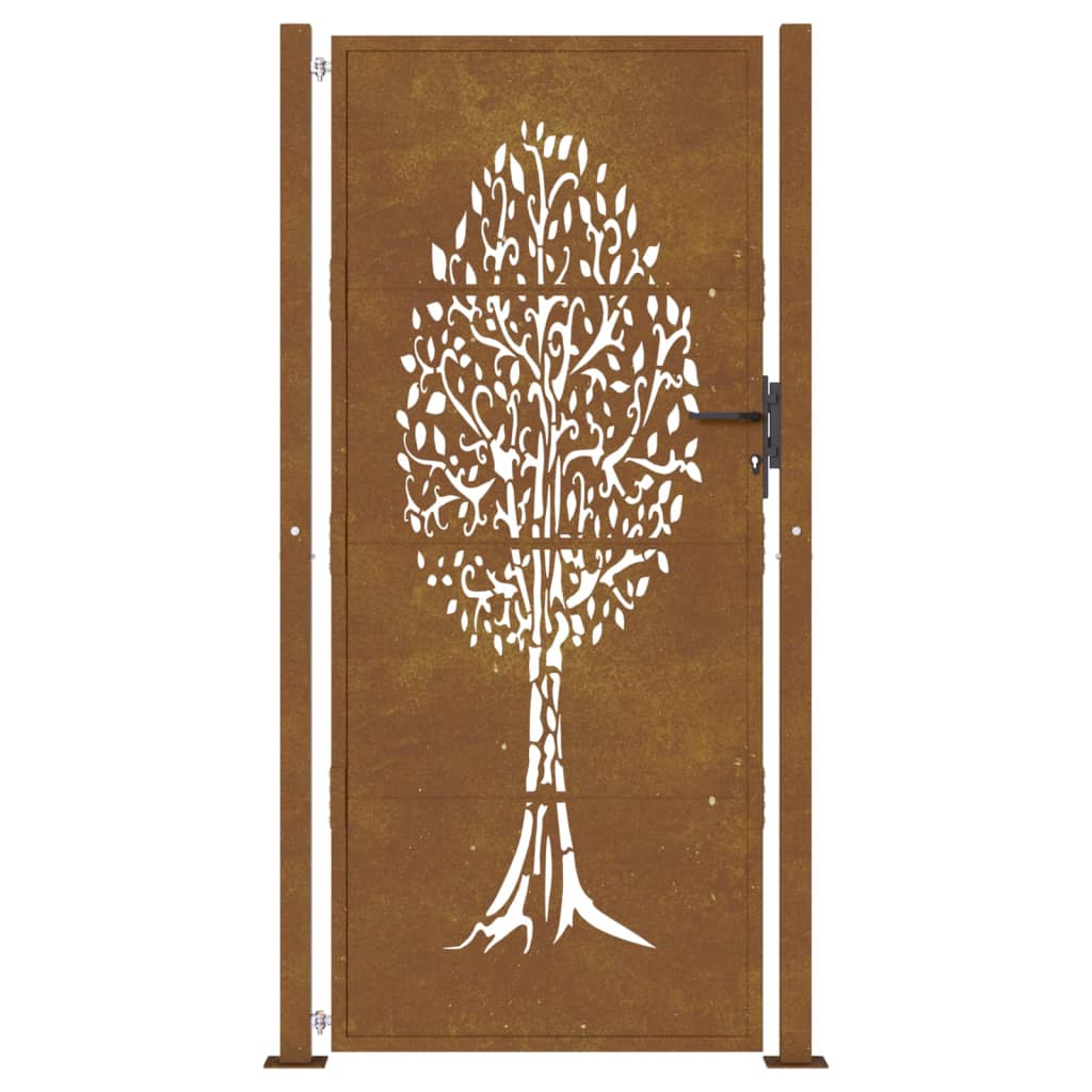 Gartentor 105x205 cm Cortenstahl Baum-Design