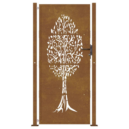 Gartentor 105x205 cm Cortenstahl Baum-Design