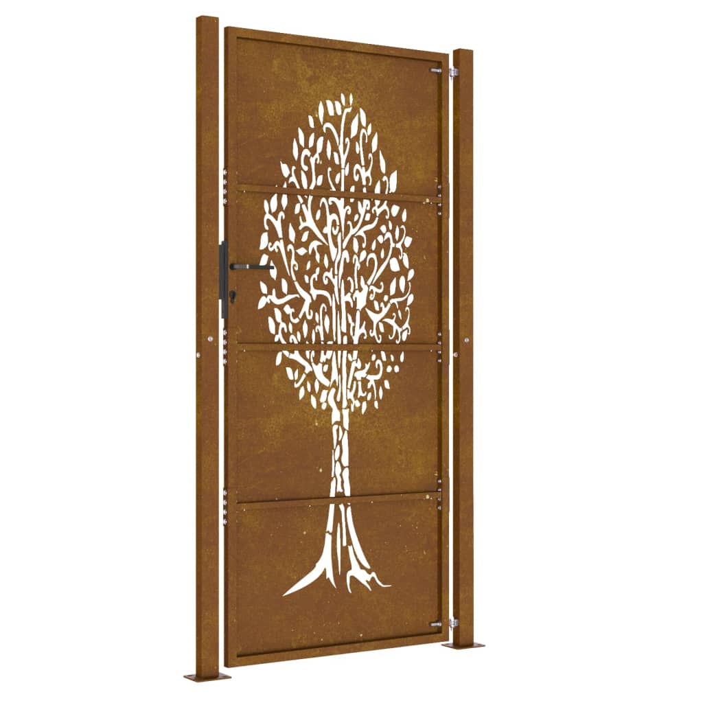 Gartentor 105x205 cm Cortenstahl Baum-Design