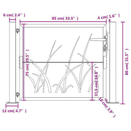 Gartentor 105x80 cm Cortenstahl Gras-Design