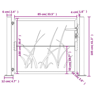 Gartentor 105x105 cm Cortenstahl Gras-Design