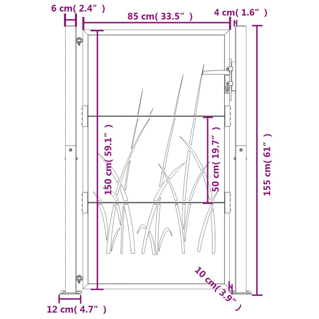 Gartentor 105x155 cm Cortenstahl Gras-Design