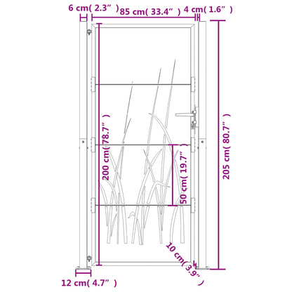 Gartentor 105x205 cm Cortenstahl Gras-Design