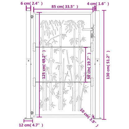 Gartentor Anthrazit 105x130 cm Stahl Bambus-Design