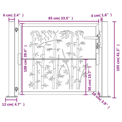 Gartentor 105x105 cm Cortenstahl Bambus-Design