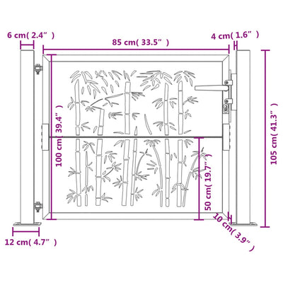 Gartentor 105x105 cm Cortenstahl Bambus-Design