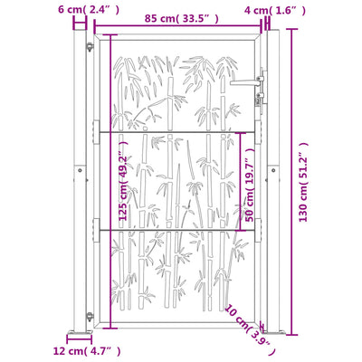 Gartentor 105x130 cm Cortenstahl Bambus-Design