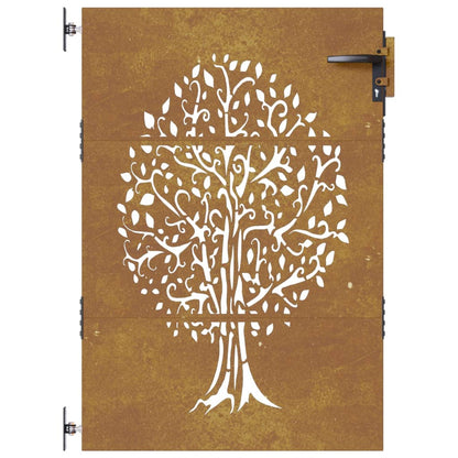 Gartentor 85x125 cm Cortenstahl Baum-Design