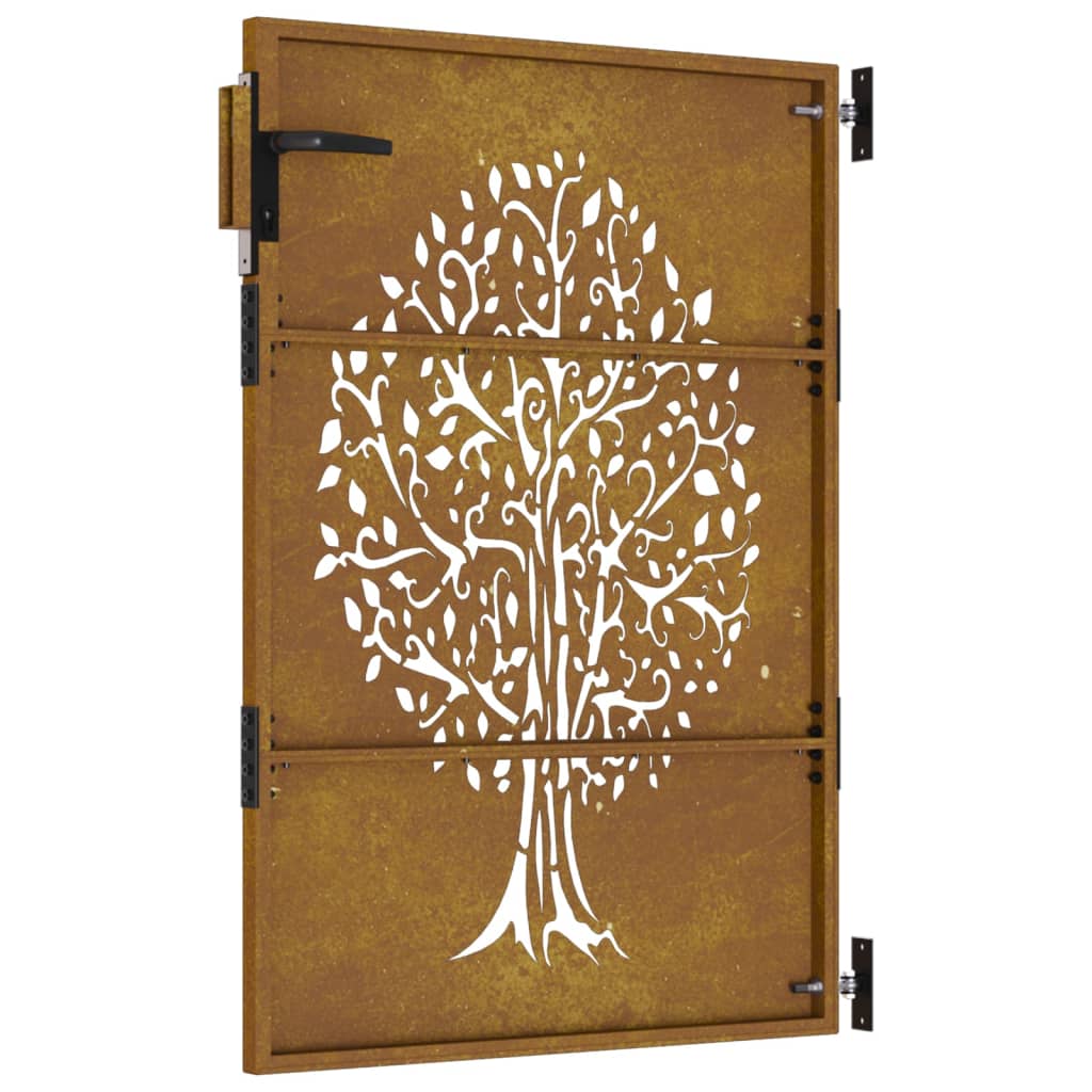 Gartentor 85x125 cm Cortenstahl Baum-Design