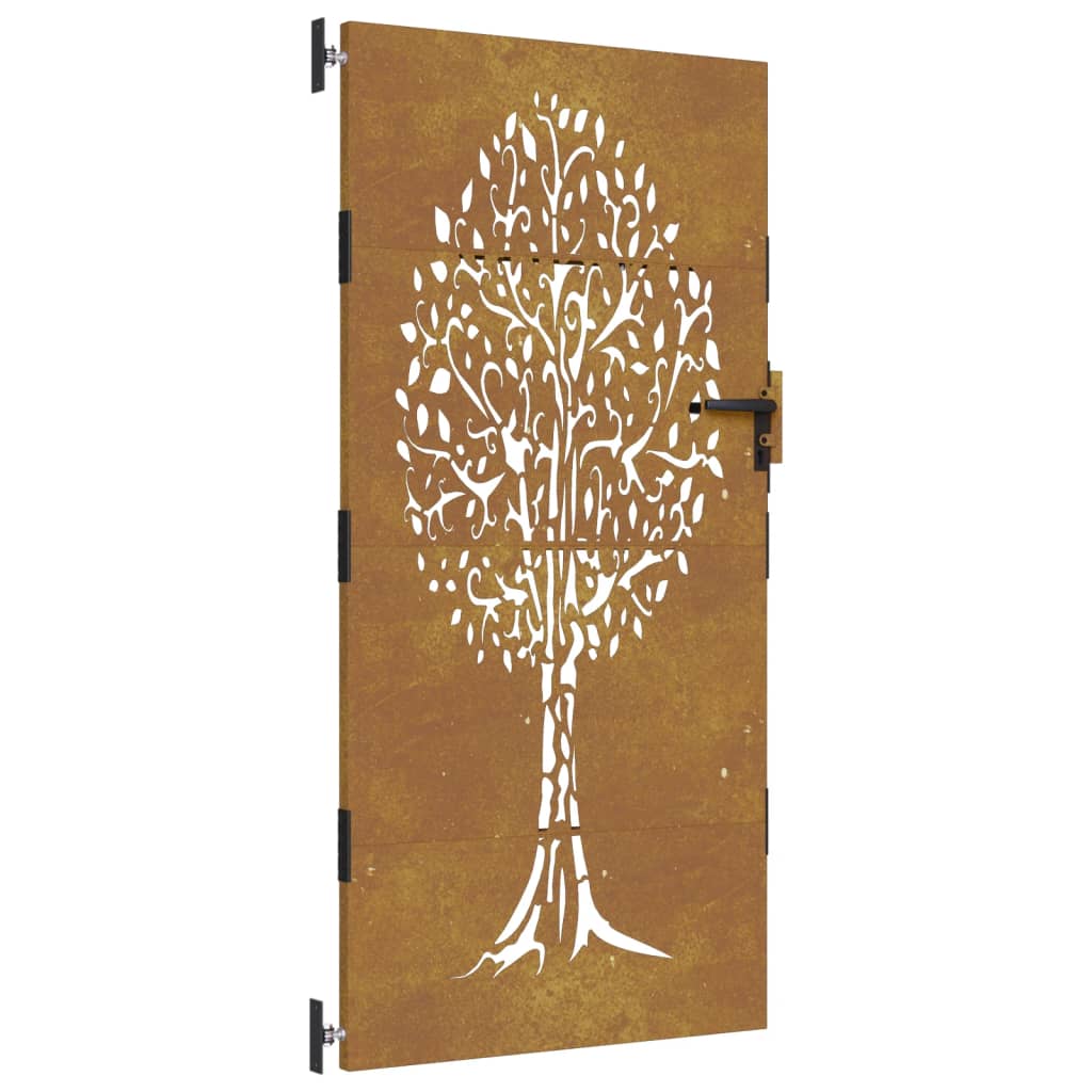 Gartentor 85x200 cm Cortenstahl Baum-Design